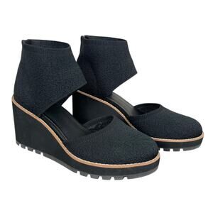 Eileen Fisher Alec Wedge Pump Shoes In Midnight Black Size 9.5